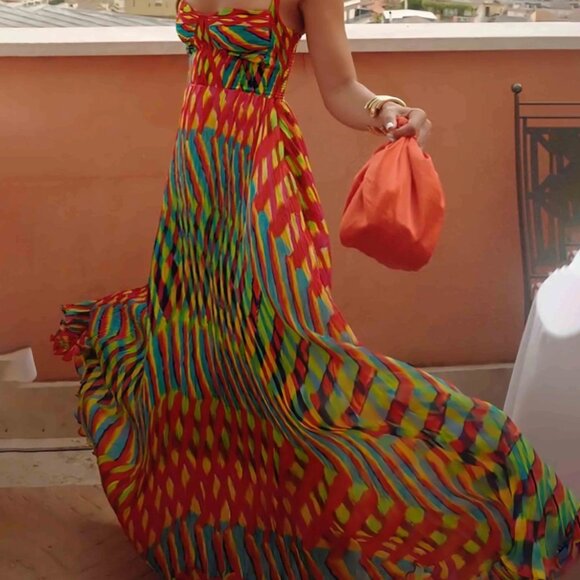 Elegant Personalized Painted Print A-Line Maxi Dress - Picture 3 of 4